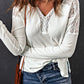 Ribbed V-Neck Spliced Lace Top