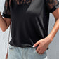 Spliced Lace Round Neck Short Sleeve Top