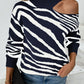 Tiger Print Cold-Shoulder High Neck Sweater