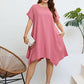 Plus Size Round Neck Handkerchief Hem Dress
