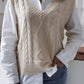Cable-Knit Ribbed V-Neck Sweater Vest