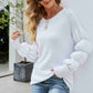 Bubble Sleeve Rib-Knit Sweater