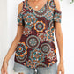 Curved Hem V-Neck Cold-Shoulder Tee