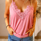 Full Size Lace Trim V-Neck Cami Top