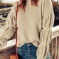 High Neck Bubble Sleeve Rib-Knit Sweater