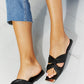 Qupid Ladies' Lunch Square Toe Crisscross Slide