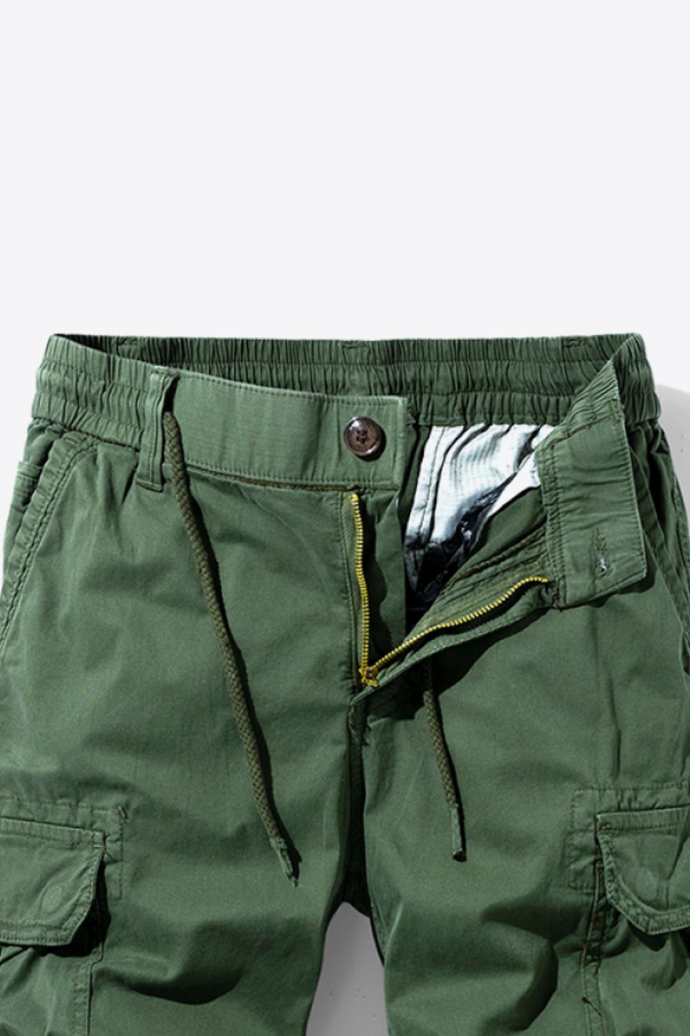 Drawstring Elastic Waist Cargo Shorts