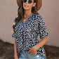 Printed V-Neck Cuffed Tunic Top