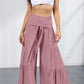 Tie Front Smocked Tiered Culottes