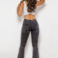 Two-Button Flare Jeans