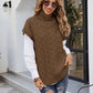 Mixed Knit Short Sleeve Turtleneck Sweater