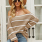 Striped Rib-Knit Off-Shoulder Sweater
