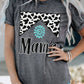 MAMA Graphic Cuffed Sleeve Round Neck Tee