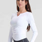 Notched Neck Ruched Sports Top