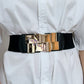 Geometric Buckle Elastic Wide Belt