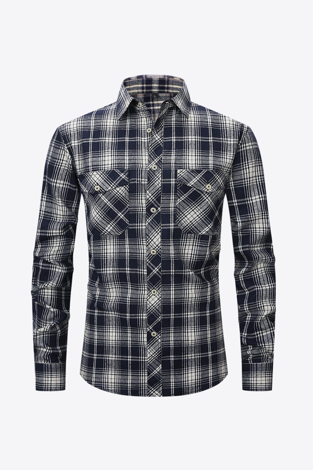Plaid Button-Front Long Sleeve Shirt with Pockets