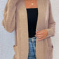 Ribbed Trim Longline Cardigan with Pockets