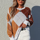 Argyle Dropped Shoulder Knit Top