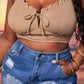 Plus Size Frilled Tie-Front Cropped Swim Top