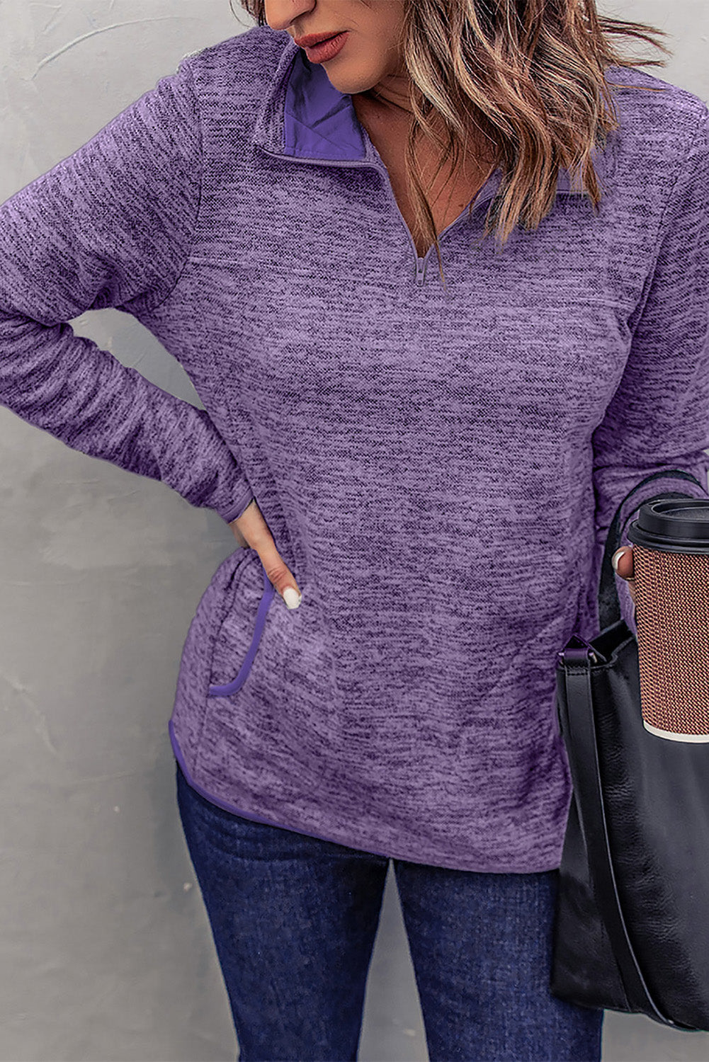 Heathered Quarter-Zip Sweatshirt