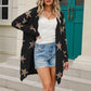 Star Pattern Open Front Longline Cardigan