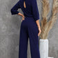 Belted Three-Quarter Sleeve Jumpsuit