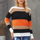 Color Block Drawstring Knit Top