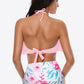 Two-Tone Ruffled Halter Neck Two-Piece Swimsuit