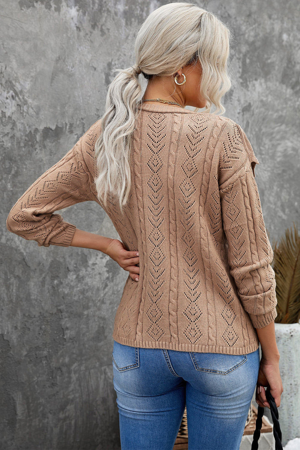 Button Front Ruffle Trim V-Neck Cardigan