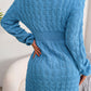 Cable-Knit Long Sleeve Mini Sweater Dress