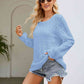 Round Neck Openwork Long Sleeve Knit Top