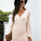 Contrast Mesh Sleeve Wrap Front Dress
