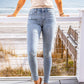 Ankle-Length Distressed Jeans with Pockets