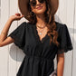 Lace Trim V-Neck Tied Peplum Blouse