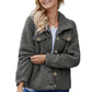 Button Front Collared Sherpa Jacket