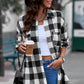 Plaid Curved Hem Dropped Shoulder Longline Shirt Jacket