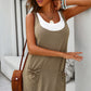 Contrast Tied Tank Dress with Pockets