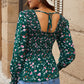 Floral Smocked Square Neck Peplum Blouse