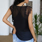 Eyelash Trim Spliced Lace V-Neck Tank