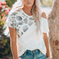 Printed Cold-Shoulder Short Sleeve T-Shirt