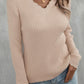 Scalloped V-Neck Rib-Knit Top