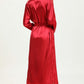 Spliced Lace Tie Waist Satin Robe