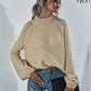 Openwork Chunky Knit Lantern Sleeve Sweater