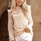Ruffled Lace Mock Neck Blouse