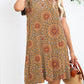 Printed Round Neck Cold-Shoulder Dress