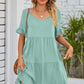 V-Neck Flounce Sleeve Tiered Dress