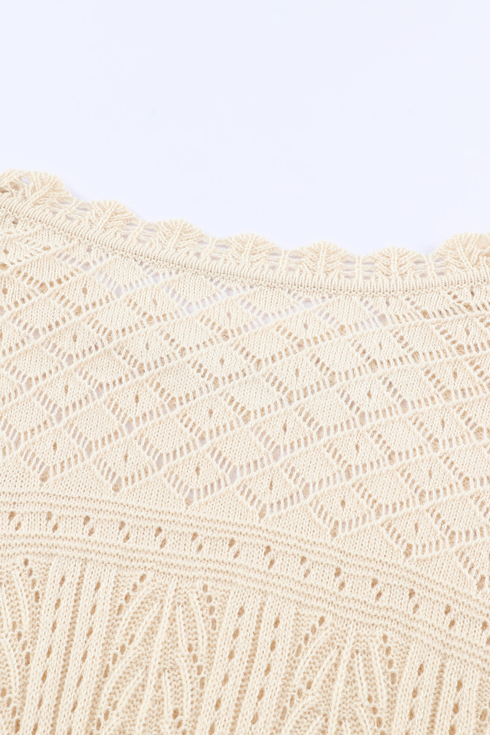 Openwork Scalloped Trim Knit Top