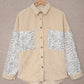 Color Block Corduroy Dropped Shoulder Jacket