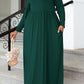 Plus Size Round Neck Long Sleeve Maxi Dress with Pockets