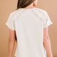 Crochet Eyelet Buttoned Short Sleeves Top